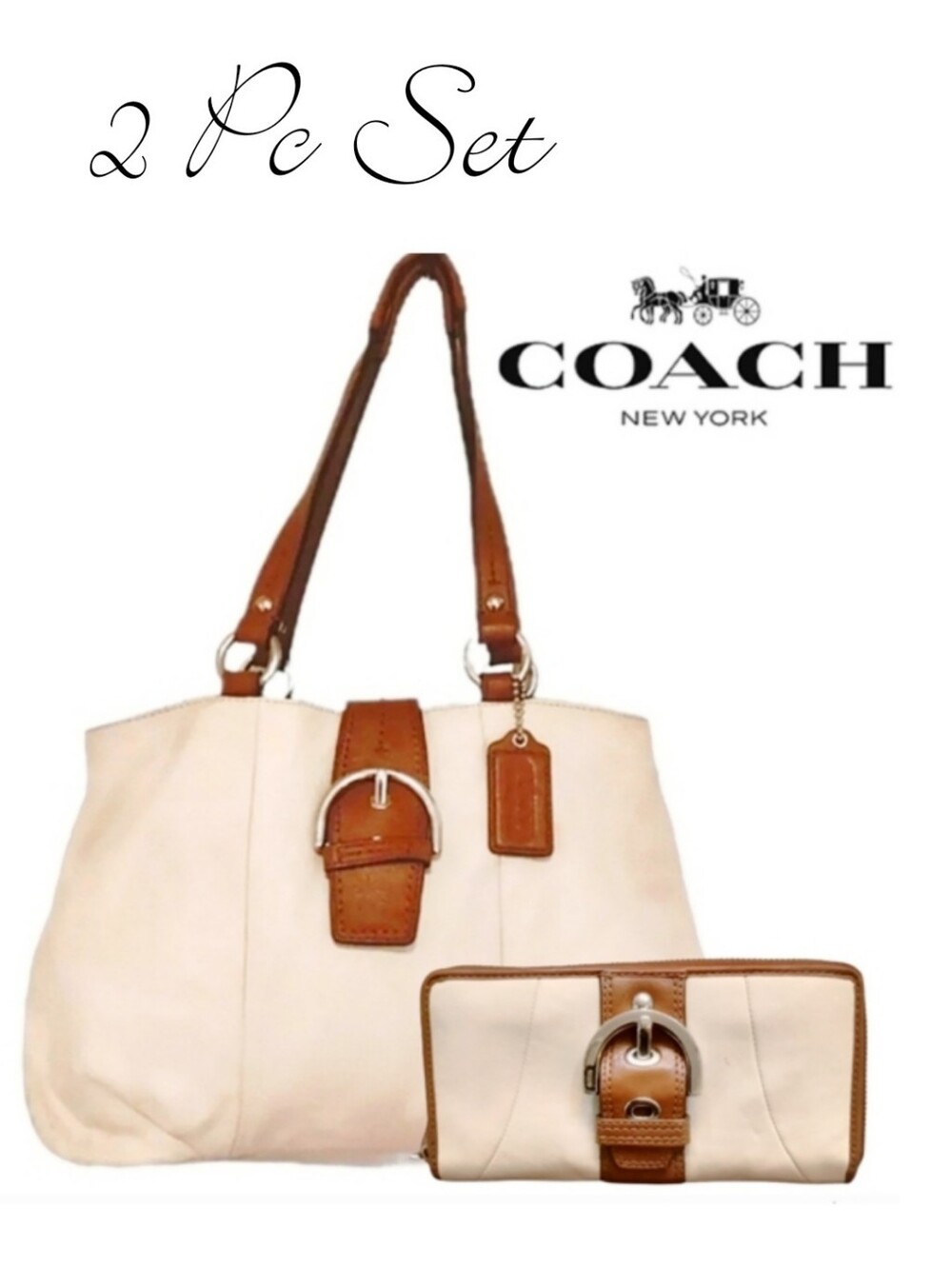 COACH VINTAGE SOHO LEATHER CARRYALL Bag 👀 Large! W Matching Zip Around Wallet